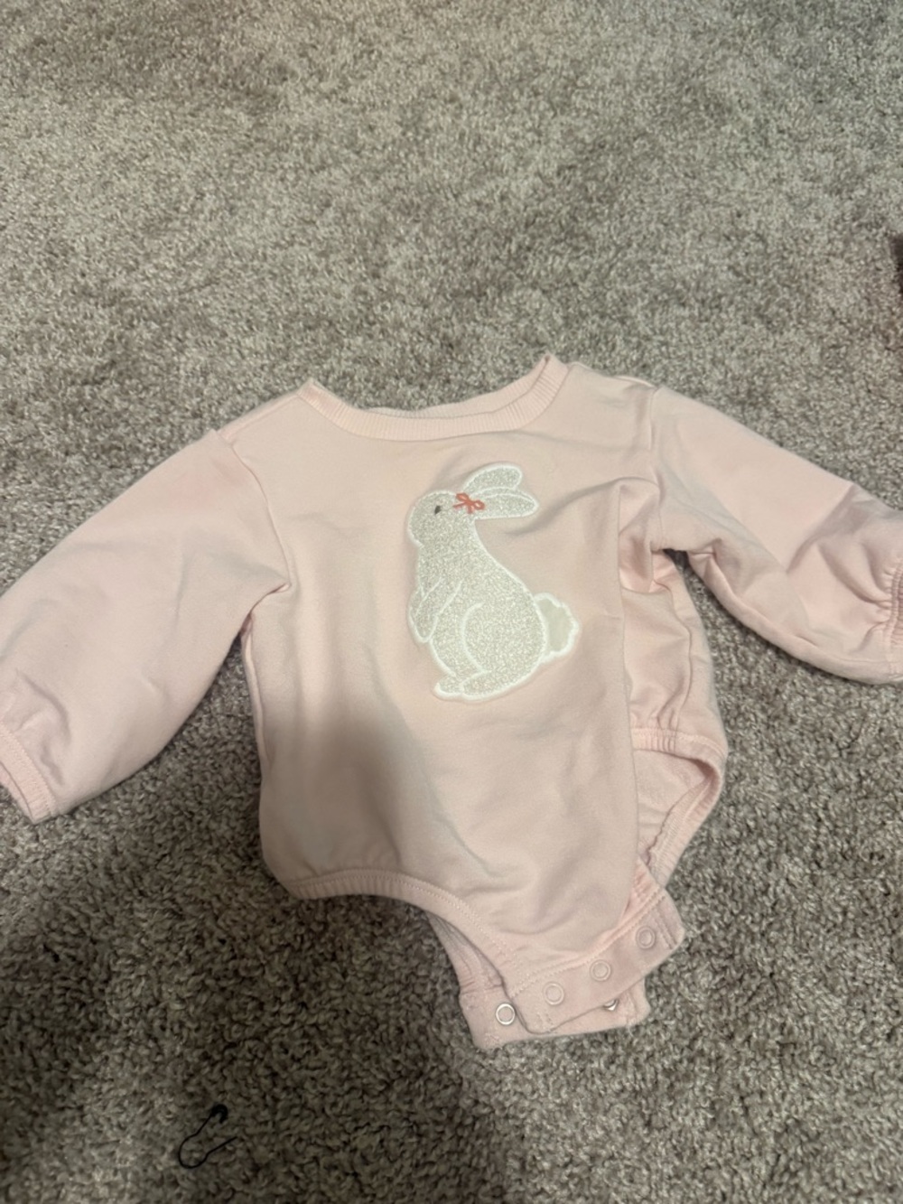 cloud island Pink Bunny Appliqué One-Piece Bodysuit
